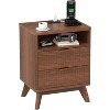 ODK Wave Fluted Night Stand, End Table with 2 Drawers and Open Storage Shelf, Modern Wood Bedside Table with Gold Metal Handle for Bedroom - 3 of 4
