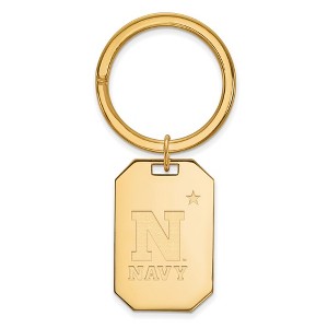 Black Bow Jewelry 14k Yellow Gold Plated Sterling Silver Navy Midshipmen NCAA Key Chain - 1 of 3