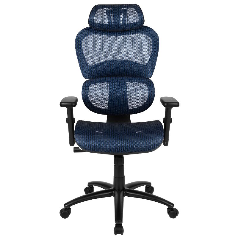 Flash Furniture Ergonomic Mesh Office Chair with 2-to-1 Synchro-Tilt, Adjustable Headrest, Lumbar Support, and Adjustable Pivot Arms, 4 of 14
