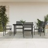 vidaXL Patio Dining Set Outdoor Table and Chair Black Steel and Textilene - 55.1" Table Length 4 Items - 2 of 4