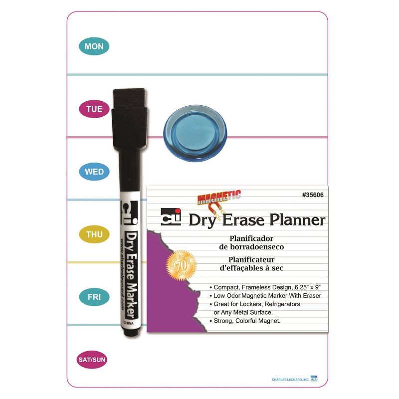 12pk Mini Magnetic Dry Erase Planning Boards with Marker &#38; Magnet - Charles Leonard, 2 of 3