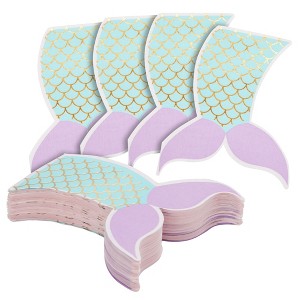 Blue Panda 50 Pack Mermaid Tail Napkins for Girls Birthday Party Supplies, Baby Shower (3-Ply, 5 x 5.5 In) - 1 of 4