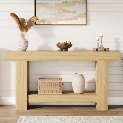 Console Table for Entryway, Entry Accent Table for Living Room, Long Console Table with Storage, 2-Tier Farmhouse Hallway Table