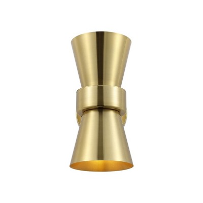 Bynner 12" Brass Gold Double Cone Wall Sconce Set