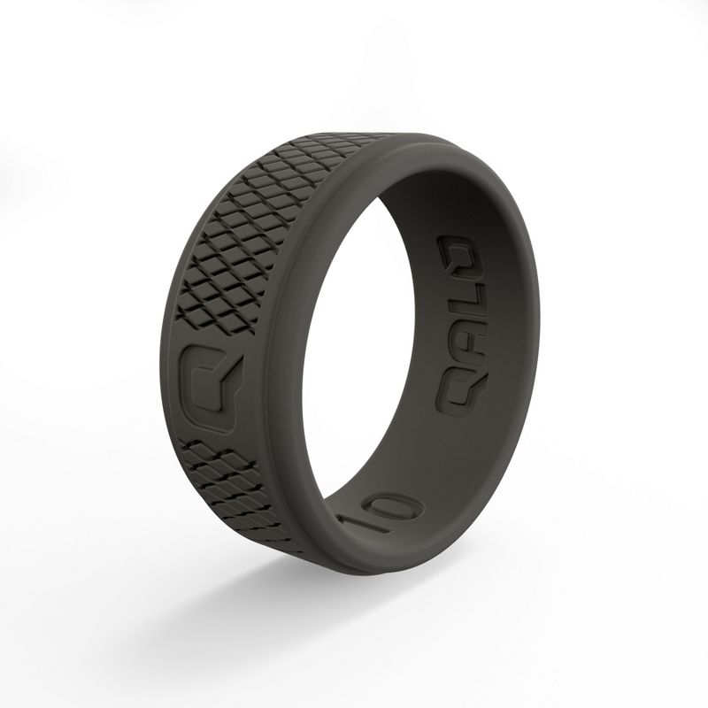 Qalo Men's Crosshatch Dark Gray Q2X Ring, 1 of 8