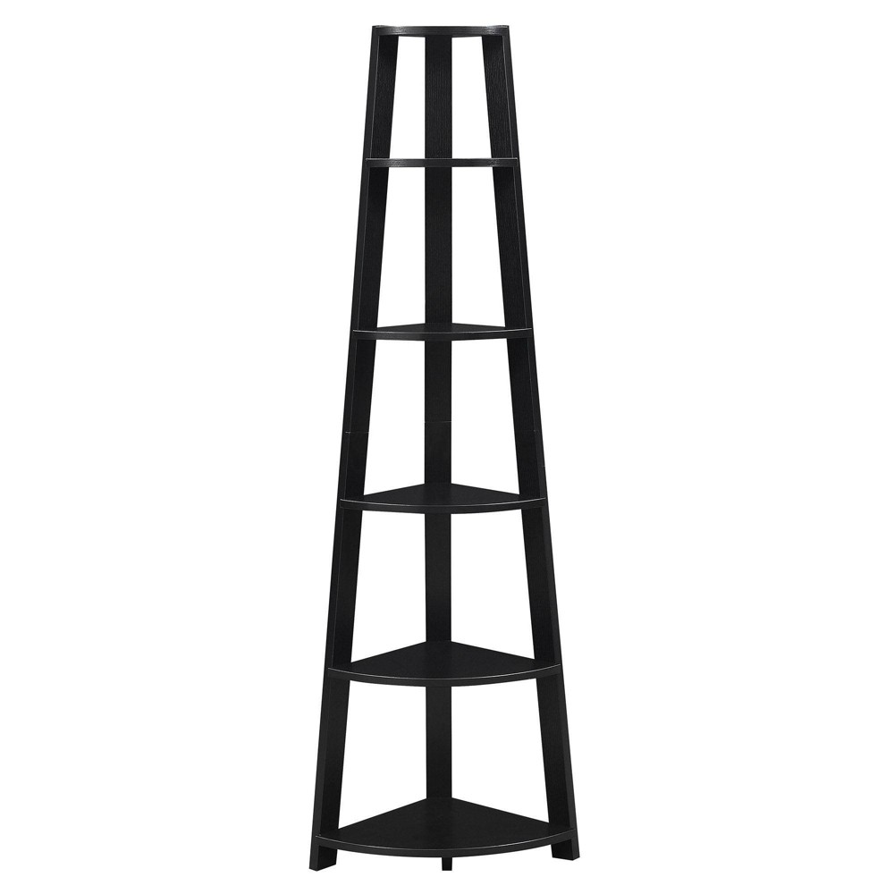 Photos - Garden & Outdoor Decoration 71" Newport 6 Tier Corner Bookshelf Black - Breighton Home: Space-Saving,