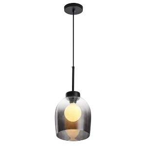 Modern Black Pendant Light with Smoked Glass Shade for Kitchen Island Dining Room Bar Lighting - 1 of 4
