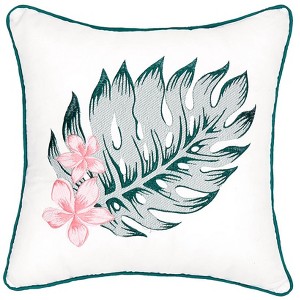 Palm Floral Accent Pillow - 1 of 4