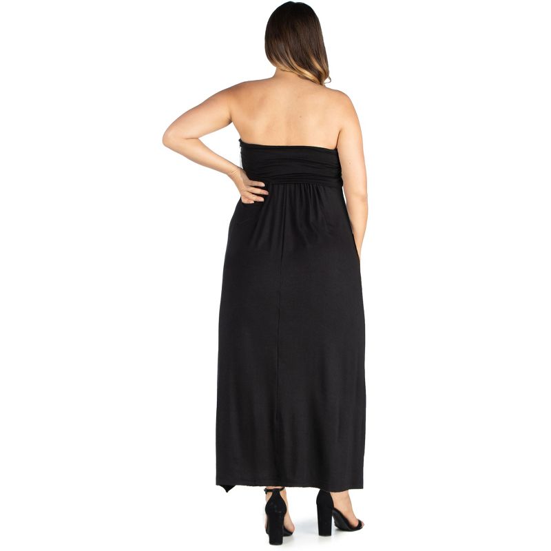 24seven Comfort Apparel Plus Size Strapless Maxi Dress, 3 of 5