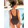 Women's Button Detail V-Neck One Piece Swimsuit - LASCANA - 2 of 4