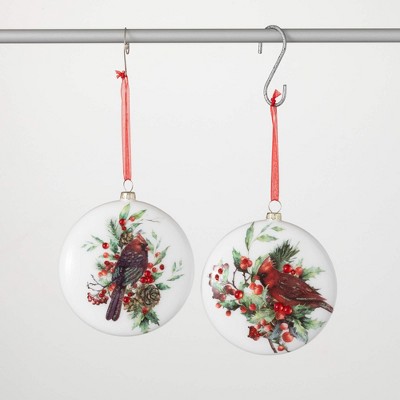 4.75"H Sullivans Christmas Cardinal Disc Ornaments Set of 2  Multicolor