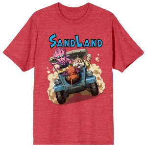 Sand Land Character Action Art Women's Red Heather Short Sleeve Tee - 1 of 3