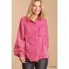Slickblue Relaxed Fit Button Down With High Low Hem , Casual Top , Trendy Mineral Wash , Seaweed, S - 2 of 4