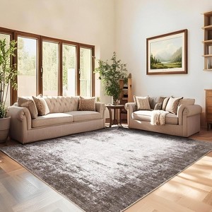Acekool 6x9 Abstract Area Rug, Ultra-Soft Modern Carpet, Stain Resistant, Non Slip Low Pile Mat, Easy Washable for Living Room, Office, Grey - 1 of 4