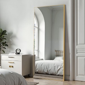 PexFix 71"x31" Aluminum Fine Edge Right Angle Rectangle Full Length Mirror-With Stand - 1 of 4