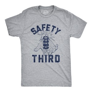 Mens Safety Third T Shirt Funny 4th of July Fireworks Show Summer Graphic Novelty Tee - Crazy Dog Men's T Shirt - 1 of 4