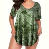 Women's Short Sleeve Shirt Tops Plus Size Tie Dye Casual Loose Fit Tunic Tops With Pocket - 3 of 4