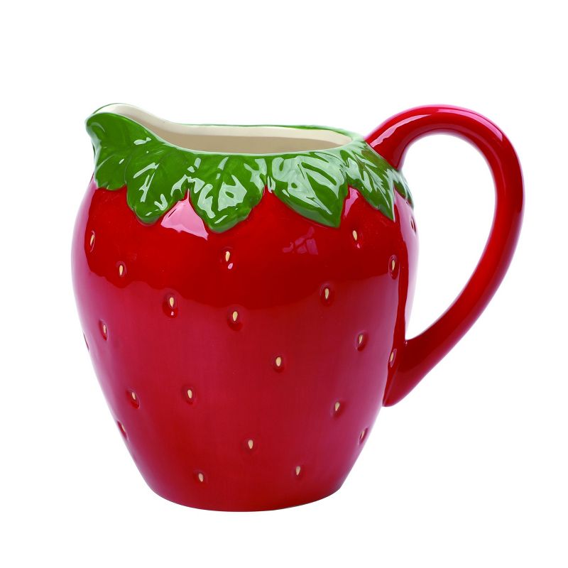 Transpac Ceramic 8.5 in. Red Spring Strawberry Pitcher, 1 of 4