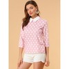 Allegra K Women's Polka Dots Contrast Peter Pan Collar 3/4 Sleeves Blouse - 2 of 4