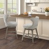 OUTSUPPLY Swivel Counter Stool, 360° Rotation, Solid Wood Legs & Silver Nailhead Trim - 3 of 4