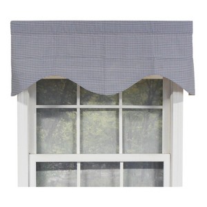 RLF Home Cornice Stylish Classic Small Check Croswell Window Valance 3" Rod Pocket 50" X 17" Blue - 1 of 3