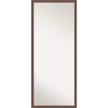 Amanti Art 27"x63" Non-Beveled Full Length Floor Leaner Distressed Rustic Brown Wood Framed Mirror
