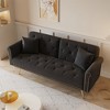 69.7 Inch Sofa Bed With Trim Modern Velvet Upholstered Sofa Bed With Throw Pillow For Living Room - 2 of 4