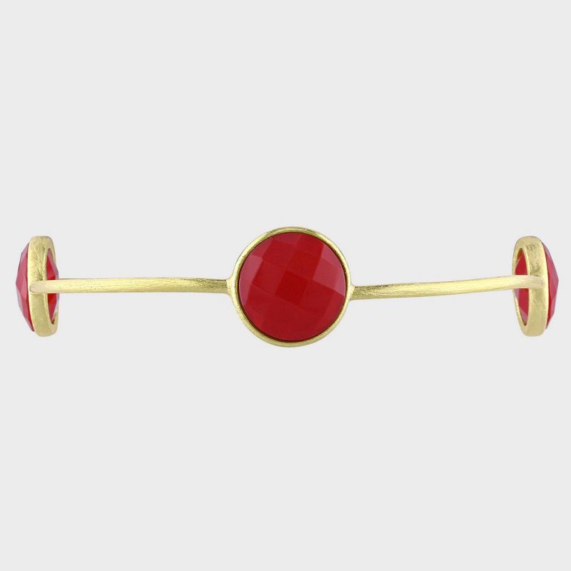 16 CT. T.W. Carnelian Bangle in 22k Yellow Gold Plated Brass - 8" - Red, 2 of 3