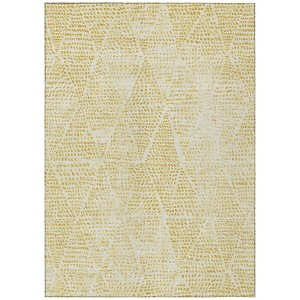 Wheat Gold And Ivory Geometric Washable Indoor Outdoor Area Rug - 1 of 4