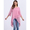 INSPIRE CHIC Women's High Low Hem Scoop Neck Asymmetrical 3/4 Sleeve Summer Top - 2 of 4