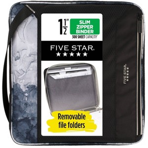Five Star 1.5" Zipper Binder Black/Gray - 1 of 4