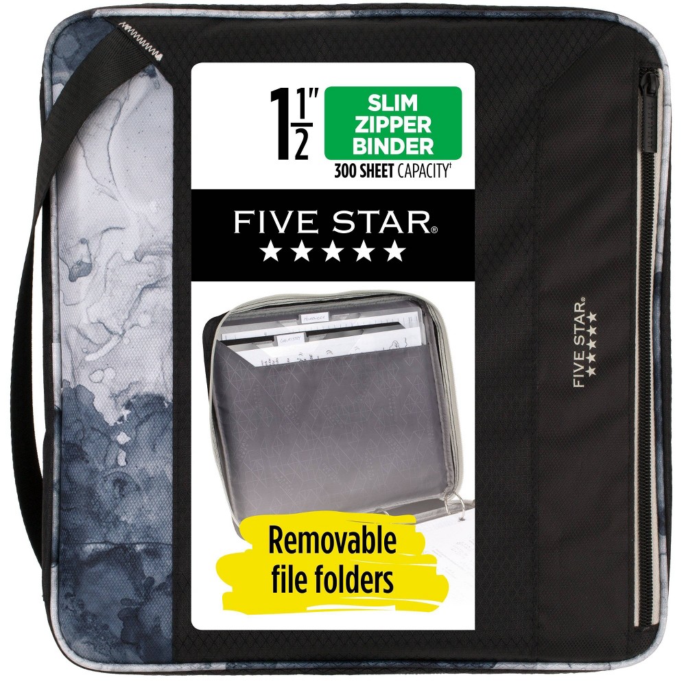 Photos - File Folder / Lever Arch File Five Star 1.5" Zipper Binder Black/Gray