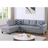 L-Shaped Sectional Sofa 2-Piece Faux Leather , Left-Facing Couch with Tufted Backs, Nailhead Trim, and Accent Pillows - 3 of 4