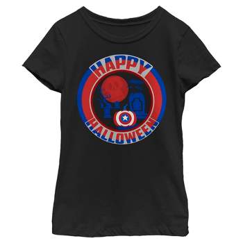 Girl's Marvel Captain America Pumpkin Happy Halloween T-Shirt