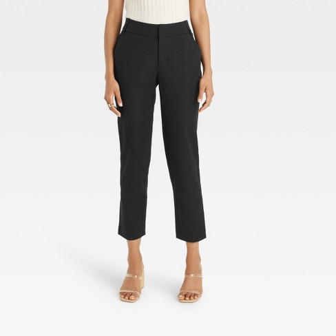 Women's Mid-rise Slim Straight Fit Side Split Trousers - A New Day™ Black 2  : Target