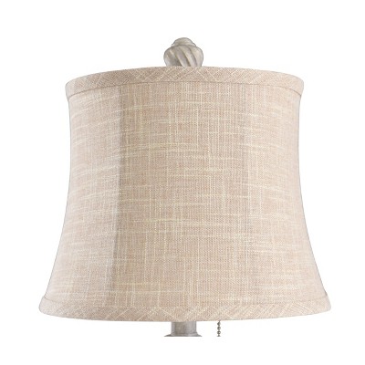 Antique White Polyresin Table Lamp with Beige Fabric Shade