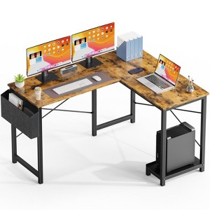 DOMETOUR L Shaped Desk,Computer Corner Desk,PC Gaming Desk Table with Side Storage Bag - 1 of 4
