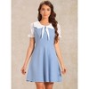 INSPIRE CHIC Women's Bowtie Neck Contrast Color A-Line Doll Collar Dress - 3 of 4