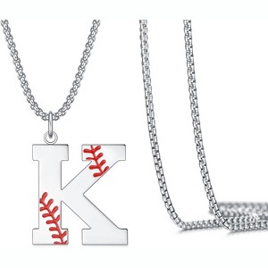 Baseball Necklace for Men Boys,Initial A-Z Letter Baseball Jewelry Pendant Baseball Gifts for Boys Boyfriend Coach Dad - 1 of 4