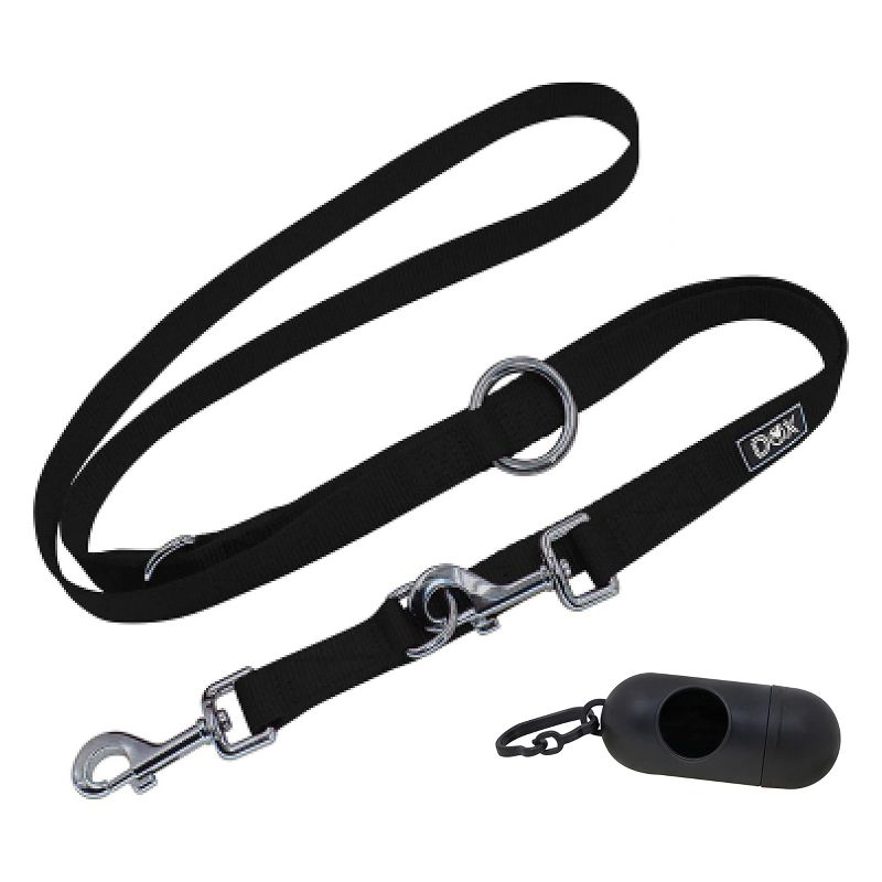 DDOXX 6.6 ft 3-Way Adjustable Nylon Small Dog Leash -Black, 1 of 6