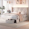 Full/Queen/King Size Modern Upholstered Bed Frame with Storage Drawers, Wingback Velvet Platform Bed with RGB Lights,No Box Spring Needed - ModernLuxe - 3 of 4