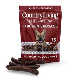 Country Living 4”-5” Beef Flavored Chicken Sausage Dog Treats – 15 Count Bag - 1 of 4