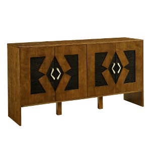 Lyngins Sideboard Buffet Cabinets with Metal Handles,Wood Legs,Diamond Geometric Pattern Coffee Bar Cabinets,Credenzas for Kitchen,Entryway - 1 of 4