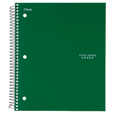 Five Star 5 Subject College Ruled Spiral Notebook - Green