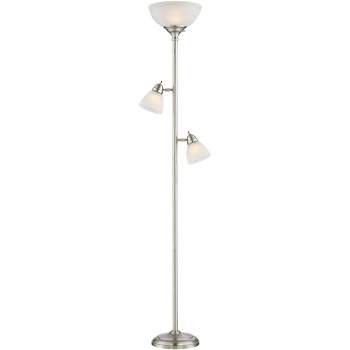 360 Lighting Ellery Modern Torchiere Floor Lamp with Side Lights 72" Tall Brushed Nickel Frosted White Glass Shade for Living Room Reading Bedroom