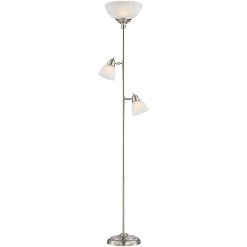 360 Lighting Ellery Modern Torchiere Floor Lamp with Side Lights 72" Tall Brushed Nickel Frosted White Glass Shade for Living Room Reading Bedroom, 1 of 11