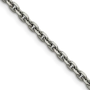 Black Bow Jewelry Men's 4.3mm Stainless Steel Polished Cable Chain Necklace - 1 of 4