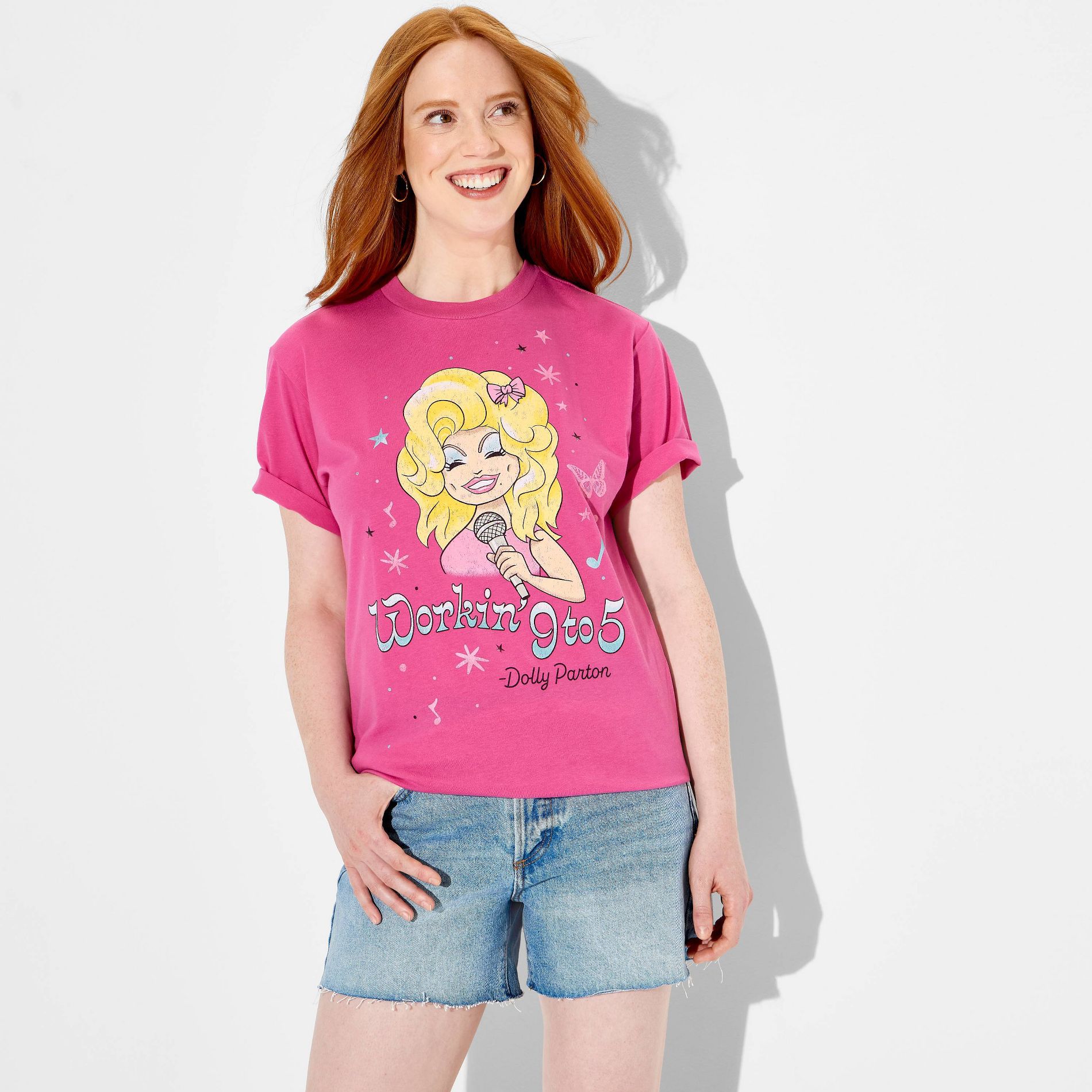 Pride Adult Dolly Parton Short Sleeve T-Shirt - Vibrant Pink