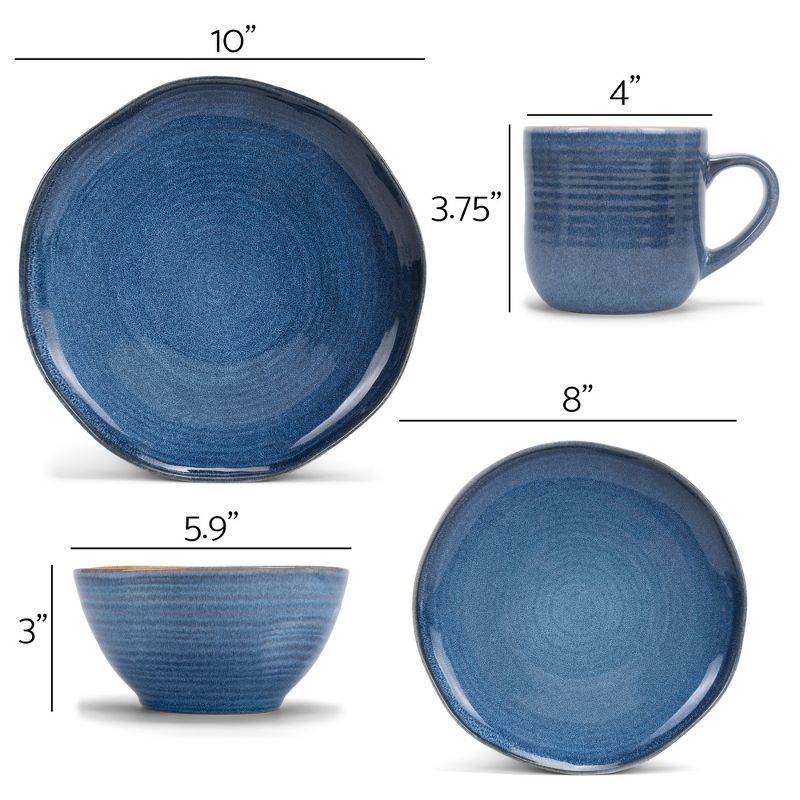 Elanze Designs Reactive Glaze Ceramic Stoneware Dinnerware 16 Piece Set - Service for 4, Cobalt Blue, 4 of 7