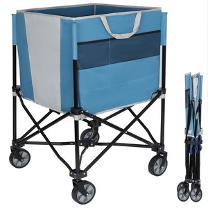 Rolling Ball Storage Cart w/Wheels, Collapsible Garage Sports Equipment Organizer for Volleyball Basketball Tennis Toy Storage Multi-Sport Family Gym - 1 of 4